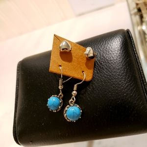 Turquoise Southwestern silver tone earring set, 2 pairs. New, with tags